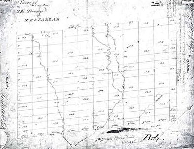 Black and White map of Oakville circa 1806